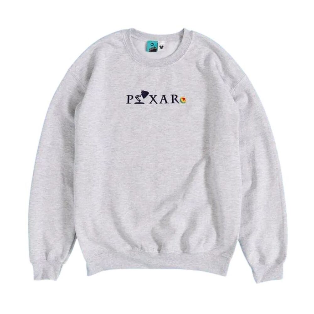 Disney Pixar Unisex Adult Embroidered Logo Sweatshirt / Gray